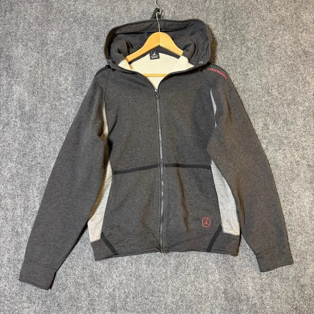 Y2K Jordan Basketball Full Zip Up Hoodie Black Men’s Size Medium